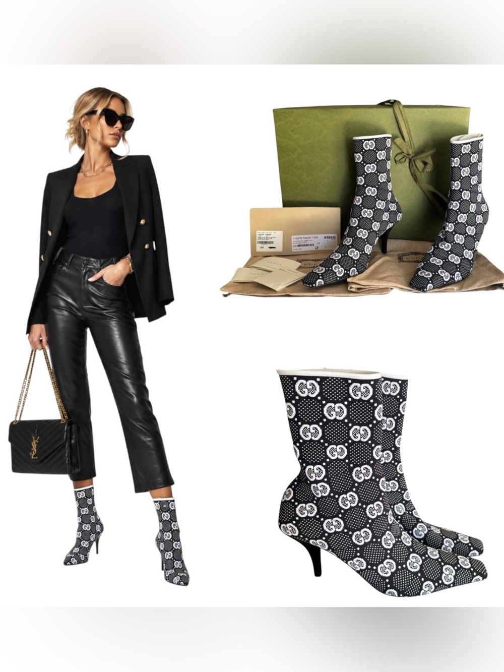 Gucci Technical GG Logo Jersey Knit Heeled Boots